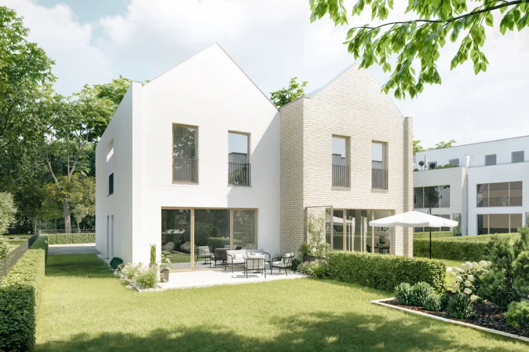 Doppelhaus Neubau in Zehlendorf Gartenansicht